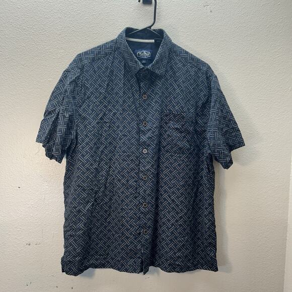 Nat Nast Shirt Mens L Black Silk Blend Geometric Button Up Luxury Originals - Picture 1 of 4